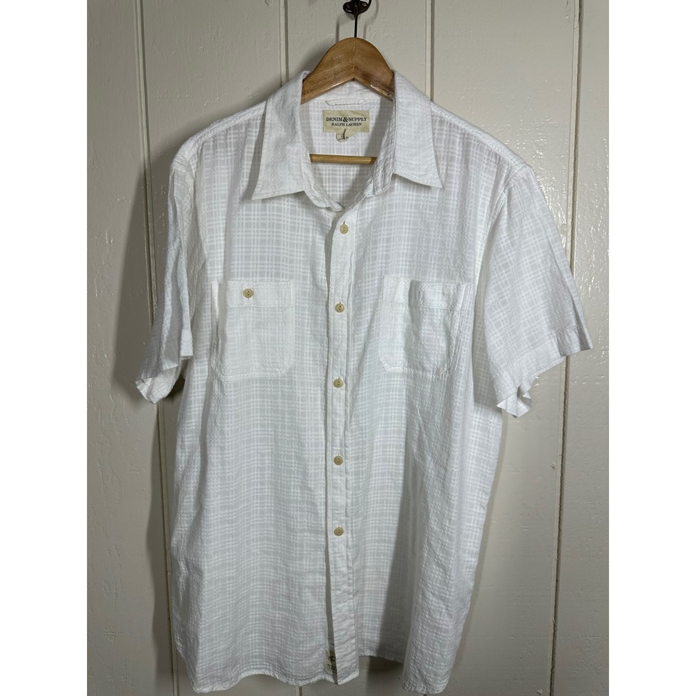 Denim & Supply Ralph Lauren Shirt Mens XXL White Short Sleeve Textured 7665
